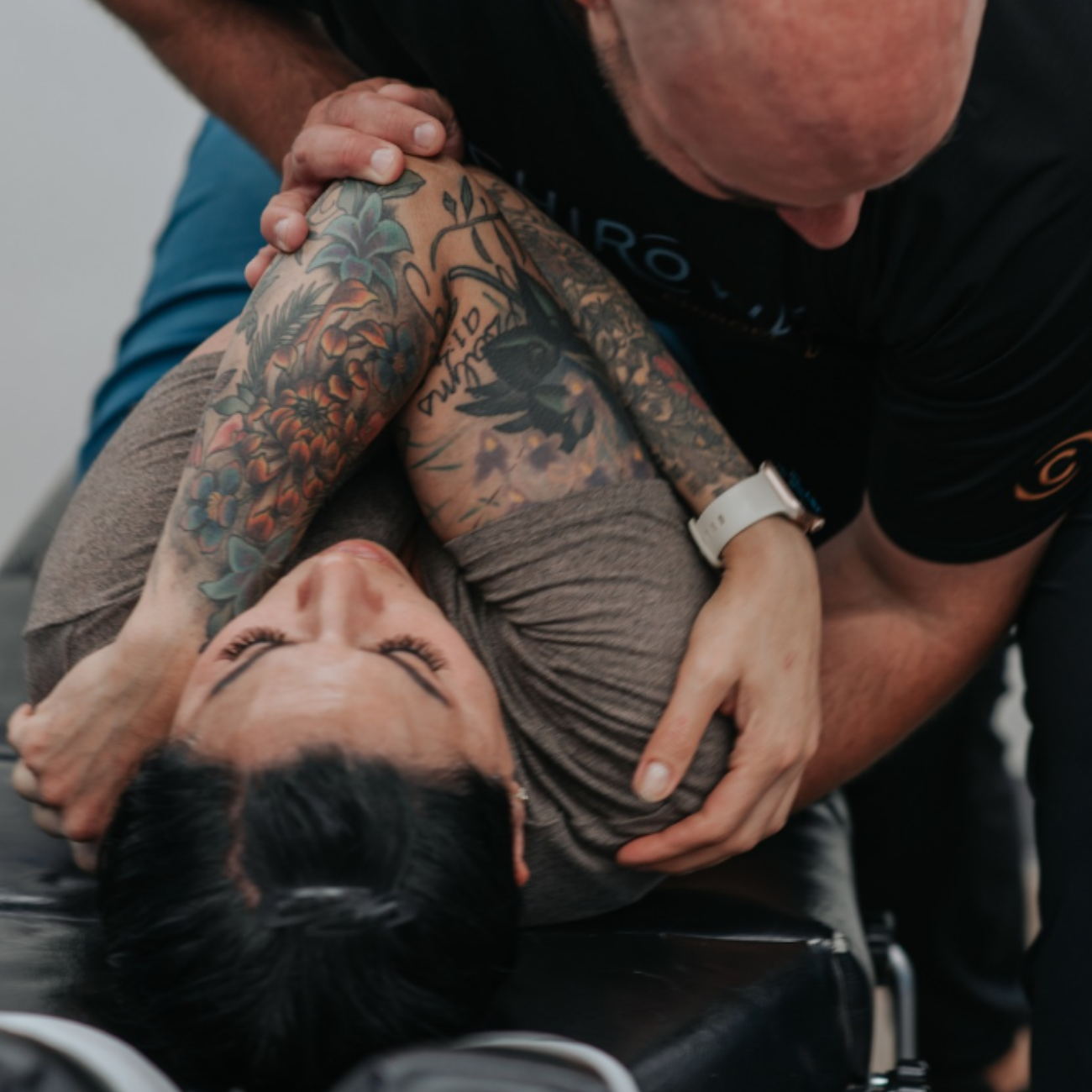 Adult receiving a chiropractic adjustment focused on relieving tension, improving mobility, and supporting long-term wellness.